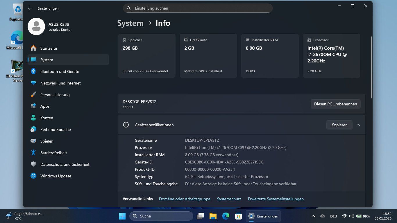 Asus Notebook: Asus K53S Core i7 Windows 11 Pro 25H2 – Usato da Buchs SG venduto da johjo01 7