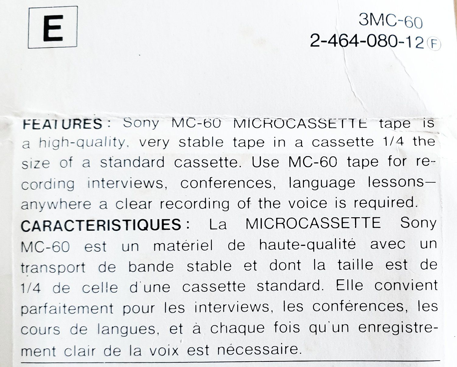 Cassettes audio: Sony Microcassette MC-60 – Neuf avec emballage d'origine à Rüti ZH par Noldisax 2