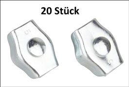 20 Stk. Klemmen verz für Drahtseil Ø 5 mm. Gratis Lieferung!
