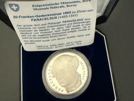 20 Fr. Gedenkmünze 1993 Paracelsus