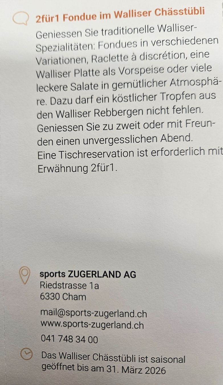 Gutscheine: Walliser Chässtübli Cham – Neu und originalverpackt aus Uezwil von Jasmin_ 1