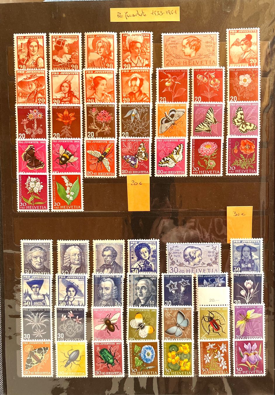 Alle Briefmarken: 1933-1961 Pro Juventute série complète – Gebraucht aus Renan BE von johncactus 1