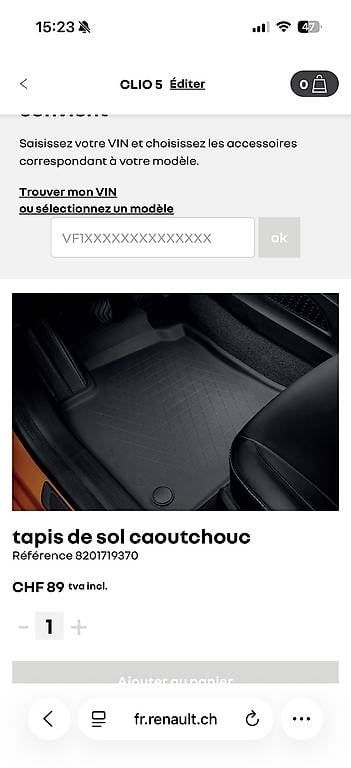 Tapis / Bacs: Tapis de coffre et tapis intérieur Clio 5  – D'occasion à Boudry par maz_d79g