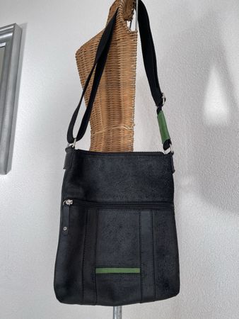 Schwarze EM-EL Leder Umhängetasche