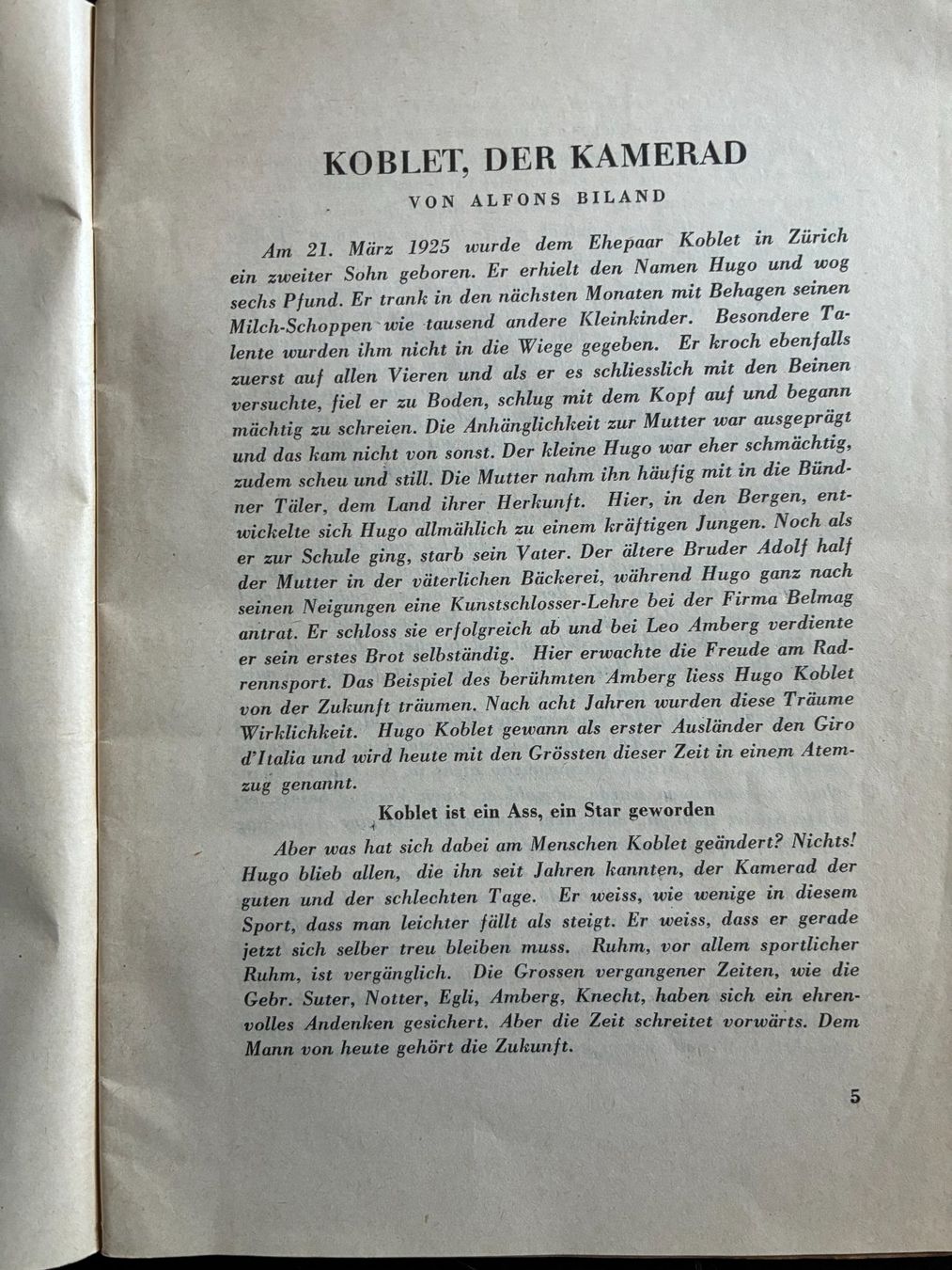 Bücher: Hugo Koblet: Sieg im Giro – Gebraucht aus Bühler von  2