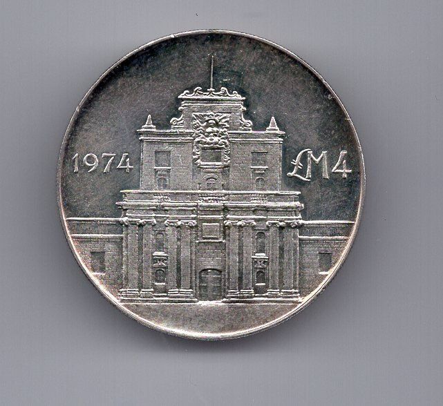 Tutti le monete: (1459) Malta, 4 Lira 1974, stgl – Usato da Rüthi (Rheintal) venduto da erdnuessli1 1