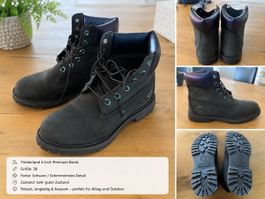 Timberland Premium Boots Schwarz – schimmernde Details – Gr.