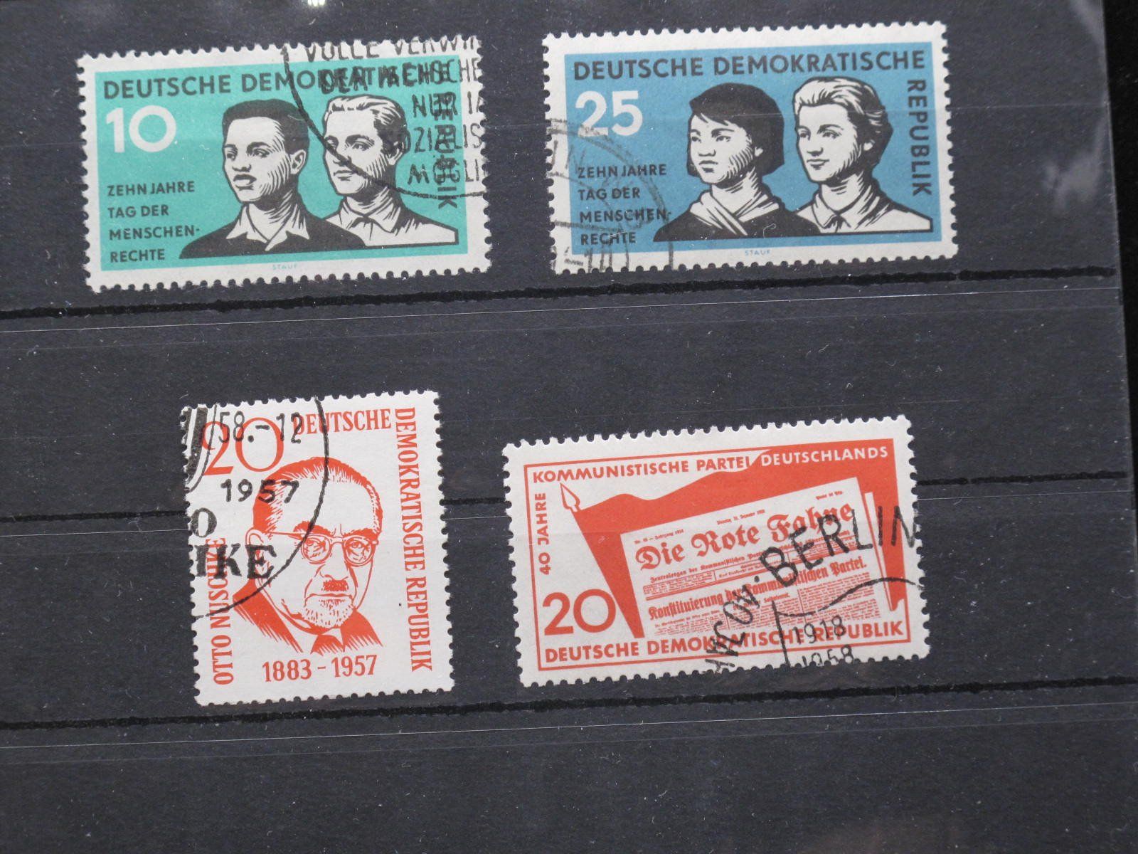 Tutti i francobolli: DDR 1958 Menschenrechte/KPD gest. – Usato da Wil SG venduto da fva01