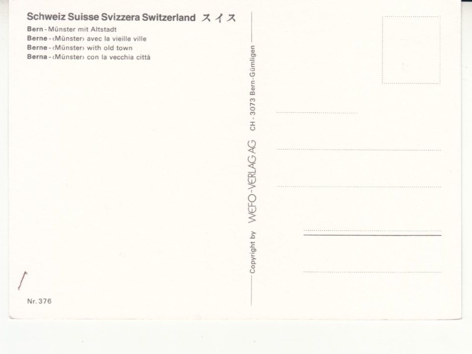 Cartoline postali: Bern ca. 1980 – Usato da Bürglen TG venduto da StampGraf 1