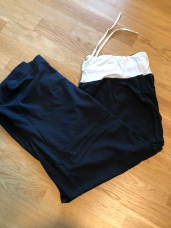 Lange Pyjamahose schwarz/Weiss 52