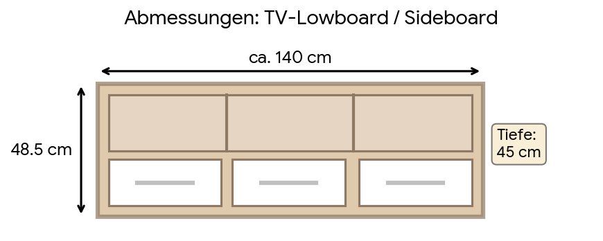 Mobili TV: Modernes TV-Lowboard in Eichenoptik mit 3 weissen Schubladen – Usato da Eschenz venduto da fordescort97 3