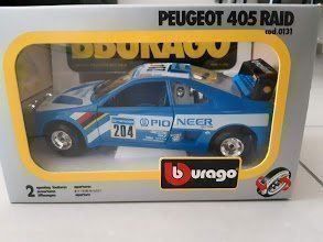 Voiture Miniature Peugeot 405 Turbo 16 Au 1/24 - Marque Burago - Occasion - Modèle Collection Bleu