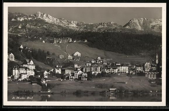Cartoline postali: St. Moritz-Dorf, Teilansicht mit Hotel – Usato da Berlin venduto da bartko-reher