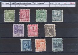 1929 Spanisch Andorra, "FM - Kurzsatz", Marke mit Falz