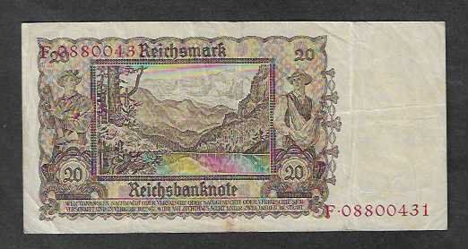 Banconote: Germania  10  Mark  1939  Gebraucht – Usato da Gordola venduto da coinsandnotes 1