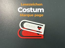 Personalisierbares Herz-Lesenzeichen Marque-page cœur