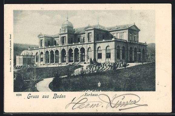Ansichtskarten: AK Baden, Kurhaus, 1900 – Gebraucht aus Berlin von bartko-reher