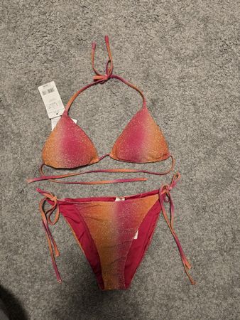 Bikini mit Etikett Grösse 3 Orange Pink Glitzer Calzedonia