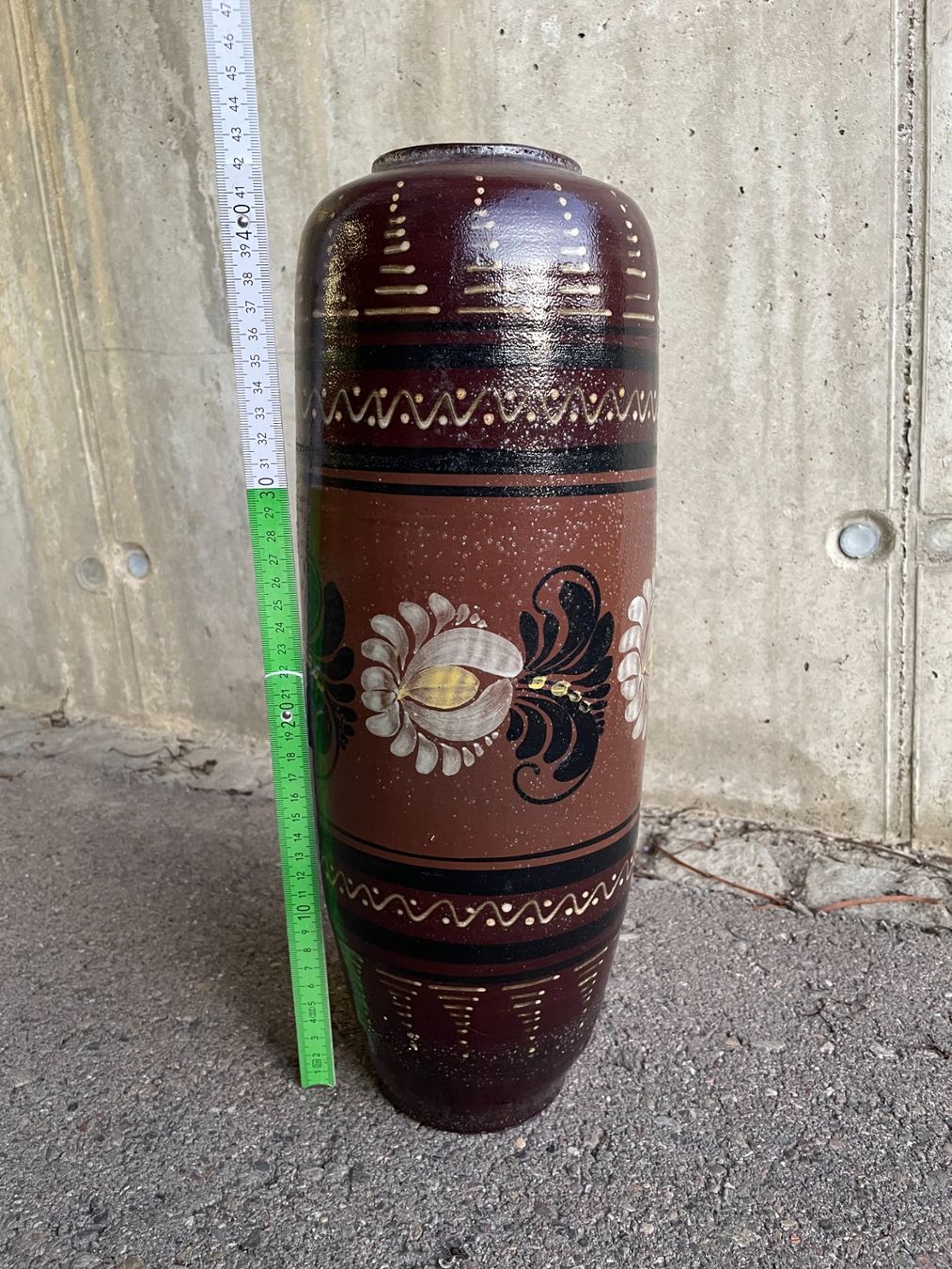 Vasen & Gefässe: Bodenvase braun handbemalt 40 cm hoch – Gebraucht aus Elsau von Barri.ch 1