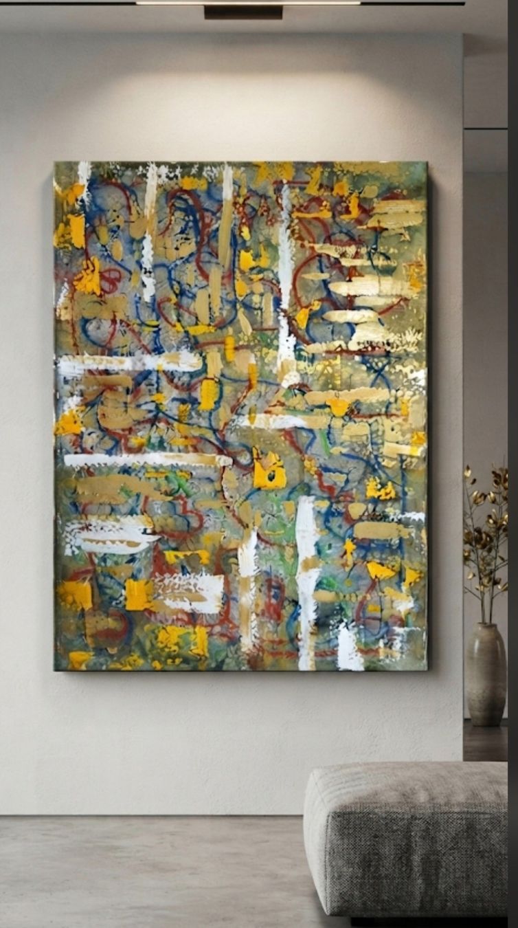 Dipinti: Gemälde "Striche" handmade 50×70 – Nuovo (secondo la descrizione) da Riehen venduto da Steinbock1970