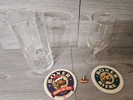 Verres Boxer Bier et sous-verres pins, lot