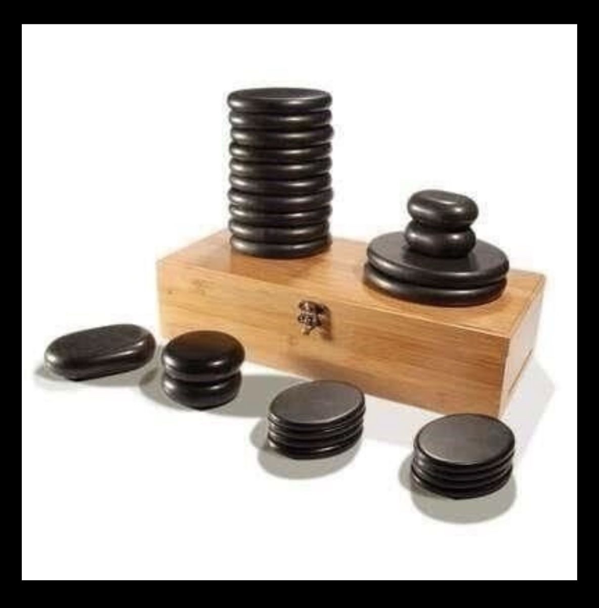 Massagegeräte: Original Hot Stone Massage Set mit Holzbox, 25-teilig – Neu und originalverpackt aus Meikirch von Konkursverwertung