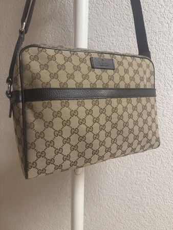 Gucci Messenger Bag GG Canvas Leather Unisex Bag