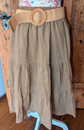 Sommer Rock 100% Baumwolle mit Gürtel Gr 36-42 warmer Erdton