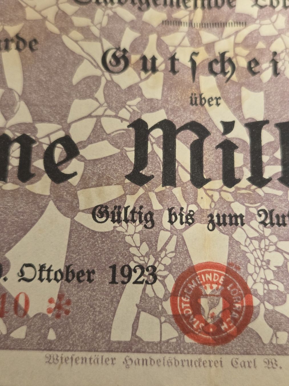 Banconote: Notgeld Stadtgemeinde Lörrach 1 Milliarde Mark 1923 – Usato da Stans venduto da Ducati16 4