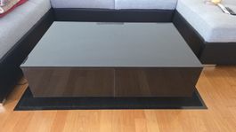 Tavolino da salotto nero lucido con LED e cassetti - usato