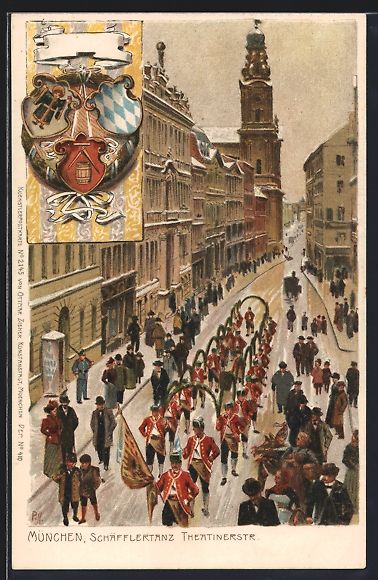 Cartoline postali: Paul Hey: München, Schäfflertanz in de – Usato da Berlin venduto da bartko-reher