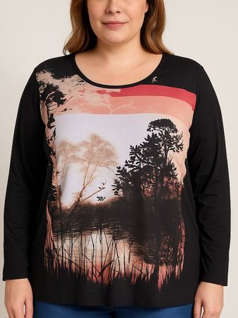 Langarmshirt Gr. L XL Landschaft Herbst Baumwollmix nr 45