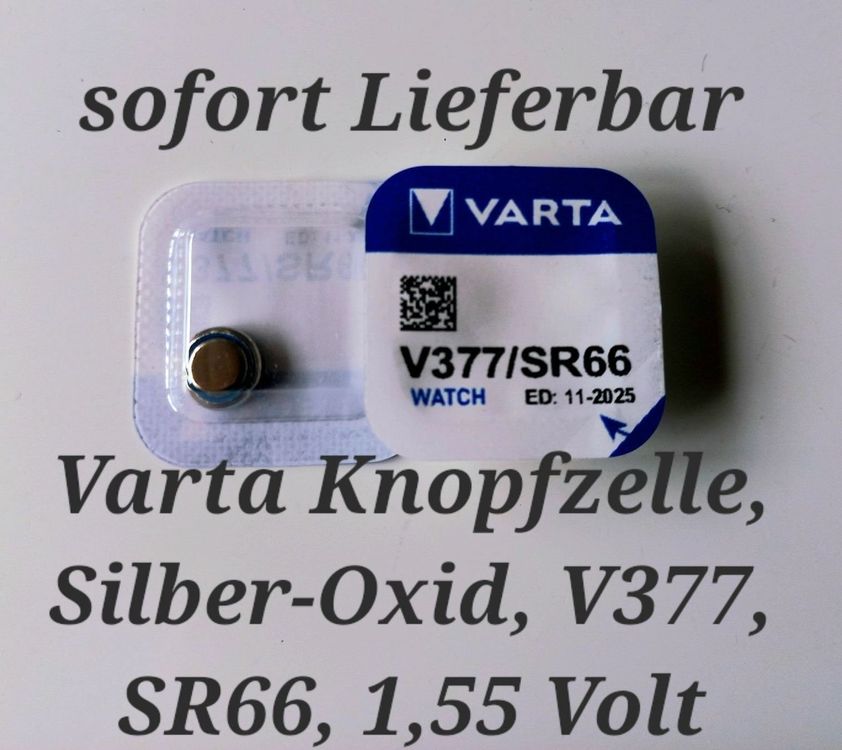 VARTA Knopfzelle ,Silber-Oxid, V377 (SR66), 1,55V, NUR 1 CHF