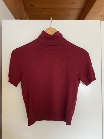 H&M Divided Rollkragentop, Grösse XXS, Weinrot, Kurzarm