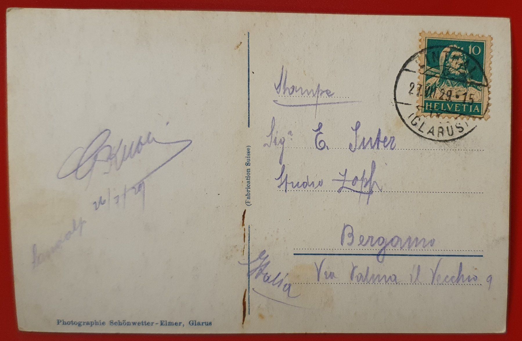 Ansichtskarten: Vordere Sandalp mit Tödi 1929 – Gebraucht aus Kreuzlingen von Rschweiz1 1