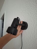 kleine vintage Wandlampe aus Metall/Kunstoff, schwarz 