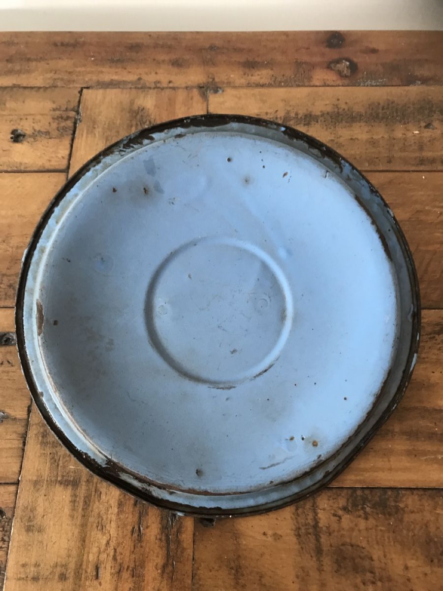 Pentole: Emaille Topfdeckel blau Blumen – Usato da Rapperswil SG venduto da cosiba01 1