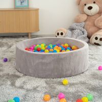 Bällebad LION Samt inkl. Spielbälle Bunt - 100x100cm Grau