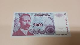 5000 Dinara 1993, Republika Srpska, Sammler Banknote