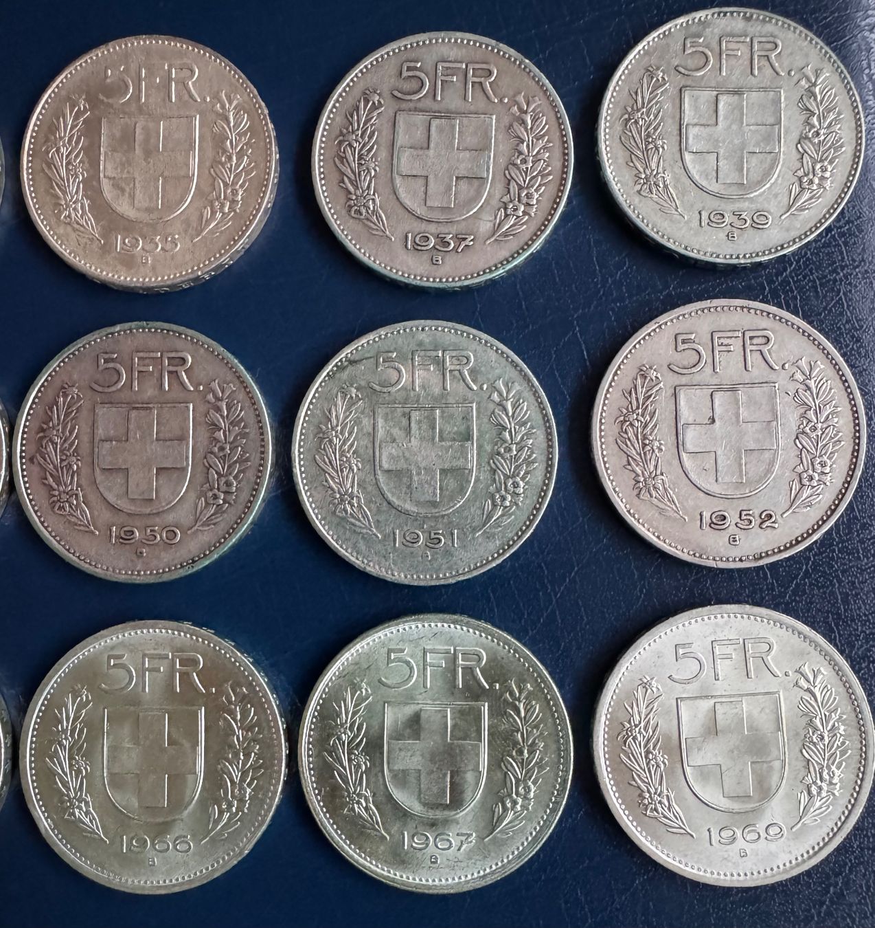 Alle Münzen: 5 Fr. Silber - Kompletset - 1931-1969 Vorz. – Gebraucht aus Ebikon von Dmasterx 5