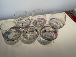 6Cognacgläser handbemalt Glas transparent guter Zustand