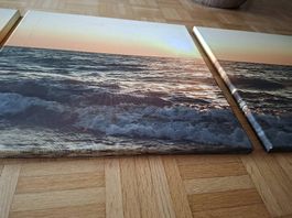 Leinwand-Triptychon Meer / Sonnenuntergang  3-teilig