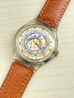 Swatch Automatik Uhr mit neue Lederarmband braun 