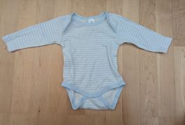 Klassischer Baby Langarm-Body Gestreift–Hellblau/Weiss–Gr.56