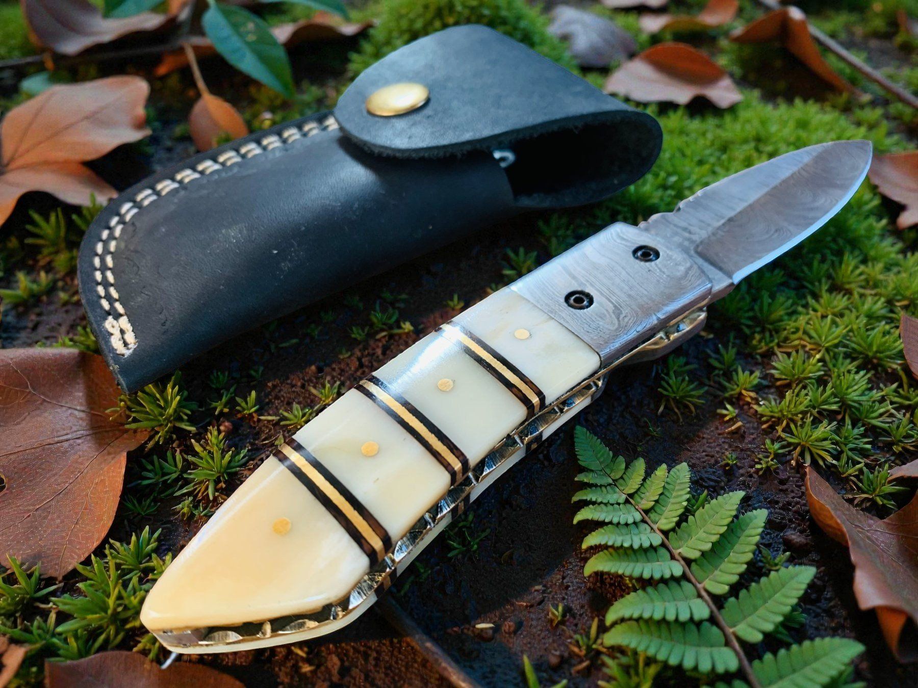 Coltelli tascabile: Damast Messer Klappmesser HANDMADE 19cm bergmann No. 02 – Nuovo e nell'imballaggio originale da Bergdietikon venduto da shopAgent 6