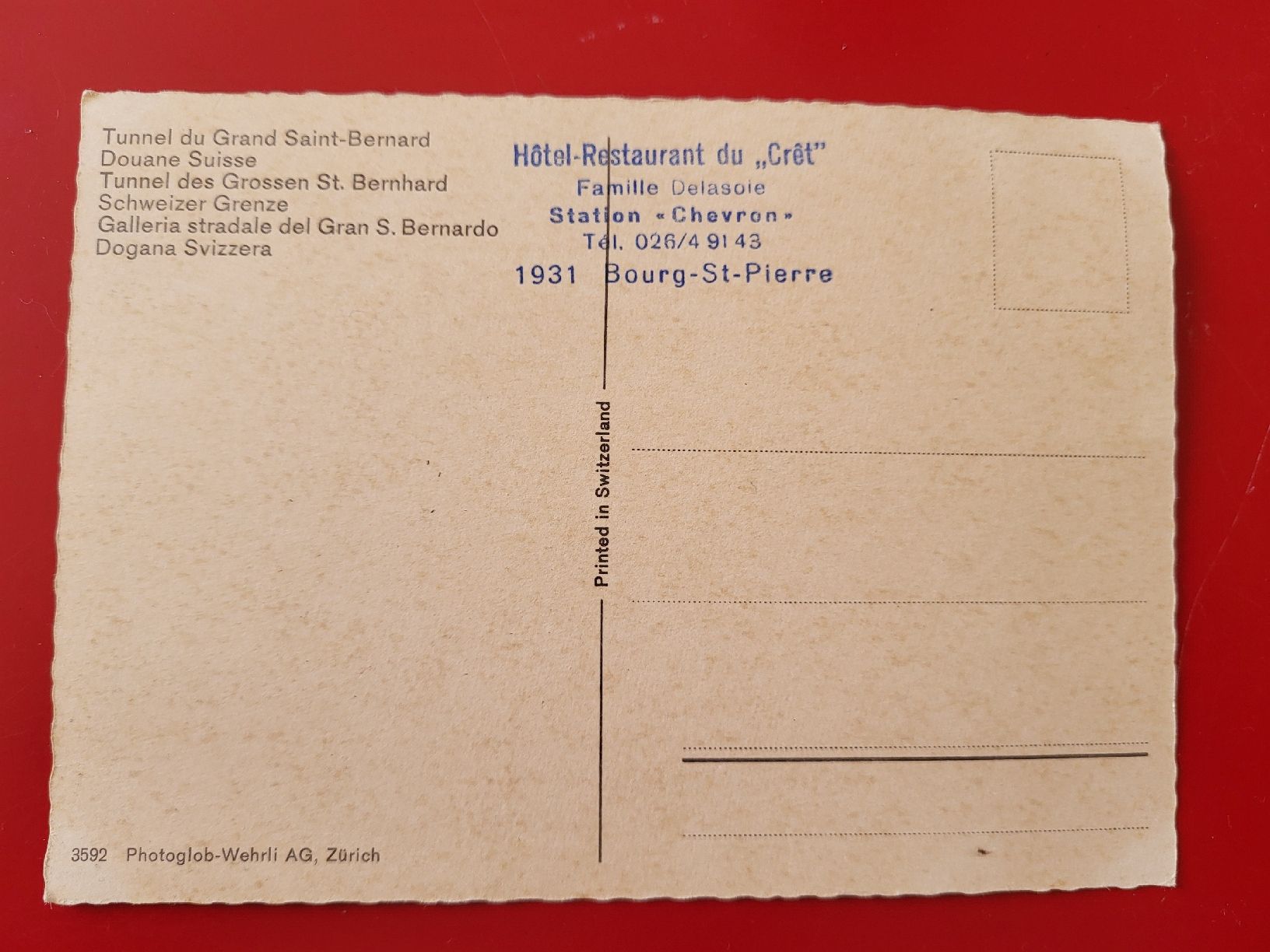 Cartes postales: tunnel du grand saint Bernard  – D'occasion à Hauterive NE par Belem 1