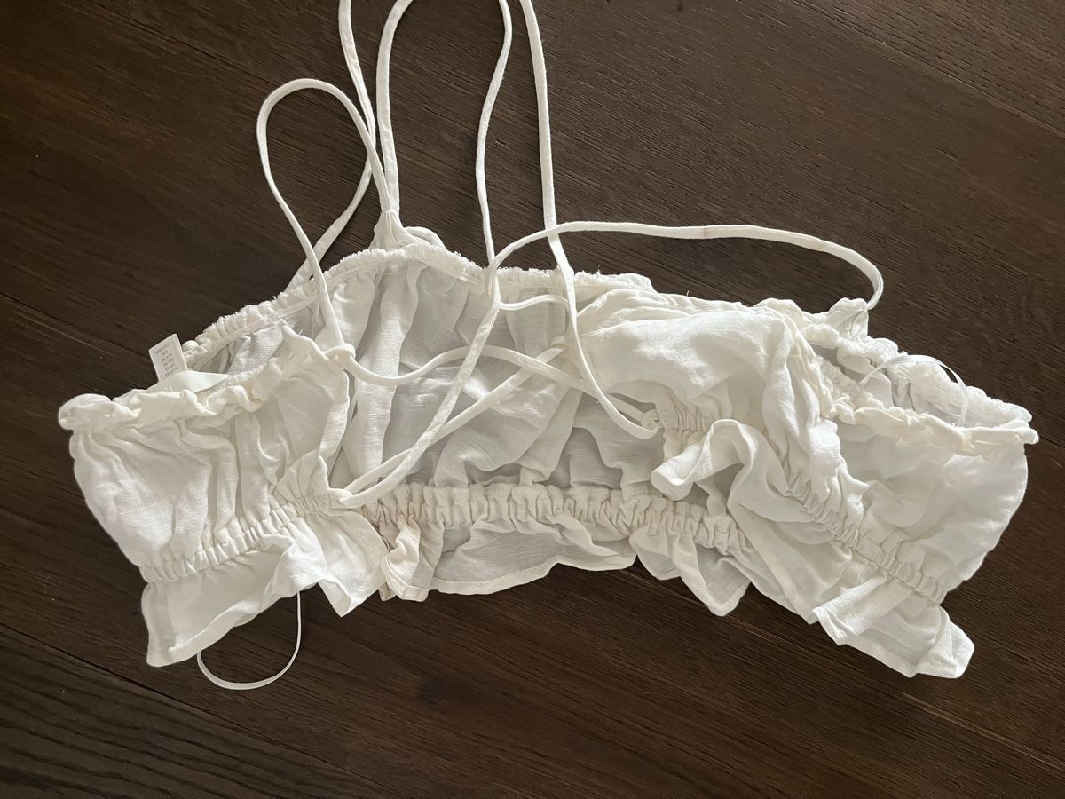 H&M Top: White Linen Blend Summer Crop Top Size M – Nuovo (secondo la descrizione) da Küsnacht ZH venduto da ya___ra 2