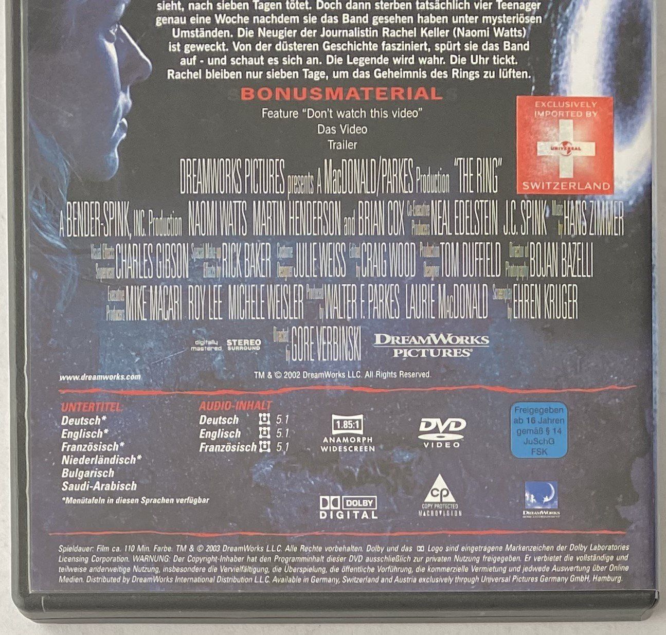 Tous les DVDs: Ring, Bevor du stirbst siehst du den Ring – D'occasion à Flums par Asquillo 2