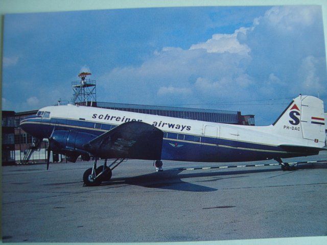 Cartoline postali: Schreiner Airways DC-47A PH-DAC – Nuovo e nell'imballaggio originale da Thun venduto da Abigboss