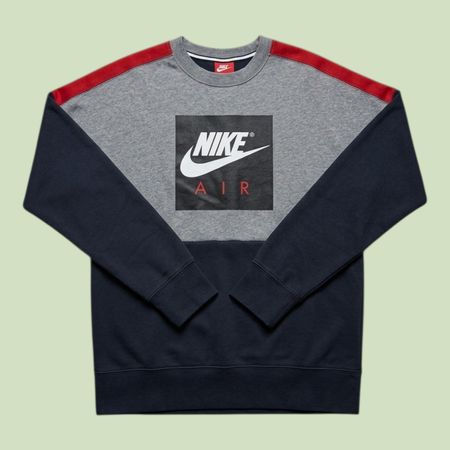 NIKE Air Sweatshirt Tricolore Gris / Bleu Marine / Rouge S
